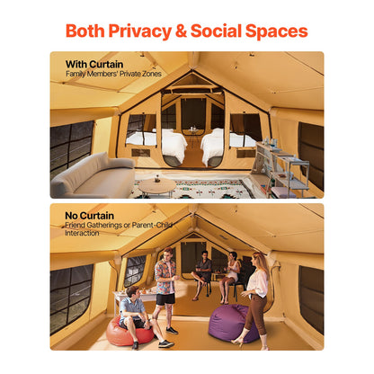 Inflatable Tents for Camping 8-12 Person Glamping Window Tent W/ Hand Pump