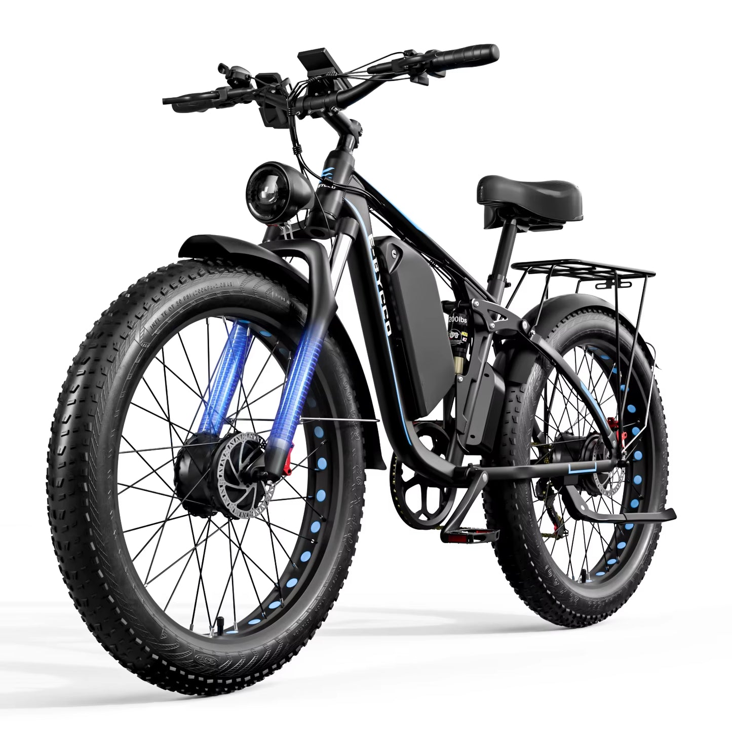 Off-Road Full Suspension E- Bike 2000W Dual Motor 52V 23AH Battery Mountain E- Bike 26 Inch Fat Tire Electric Bikespeed 55KM/H