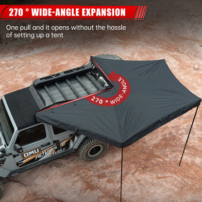 270-Degree Awning Driver Side Free Standing, Car Side 270-Degree Awning Waterproof UV50 Wind Resistant for SUV Van Truck
