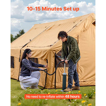 Inflatable Tents for Camping 8-12 Person Glamping Window Tent W/ Hand Pump