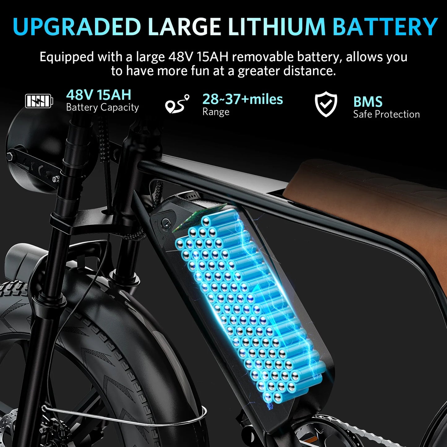 Electric Bike Adults, 20" X 4.0 Fat Tire Ebike with 48V 15Ah Battery, Peak 1000W Electric Bicycles, 31MPH Electric Mountain Bike, Shi-Mano 7 Speed, Ebike for Adults UL2849