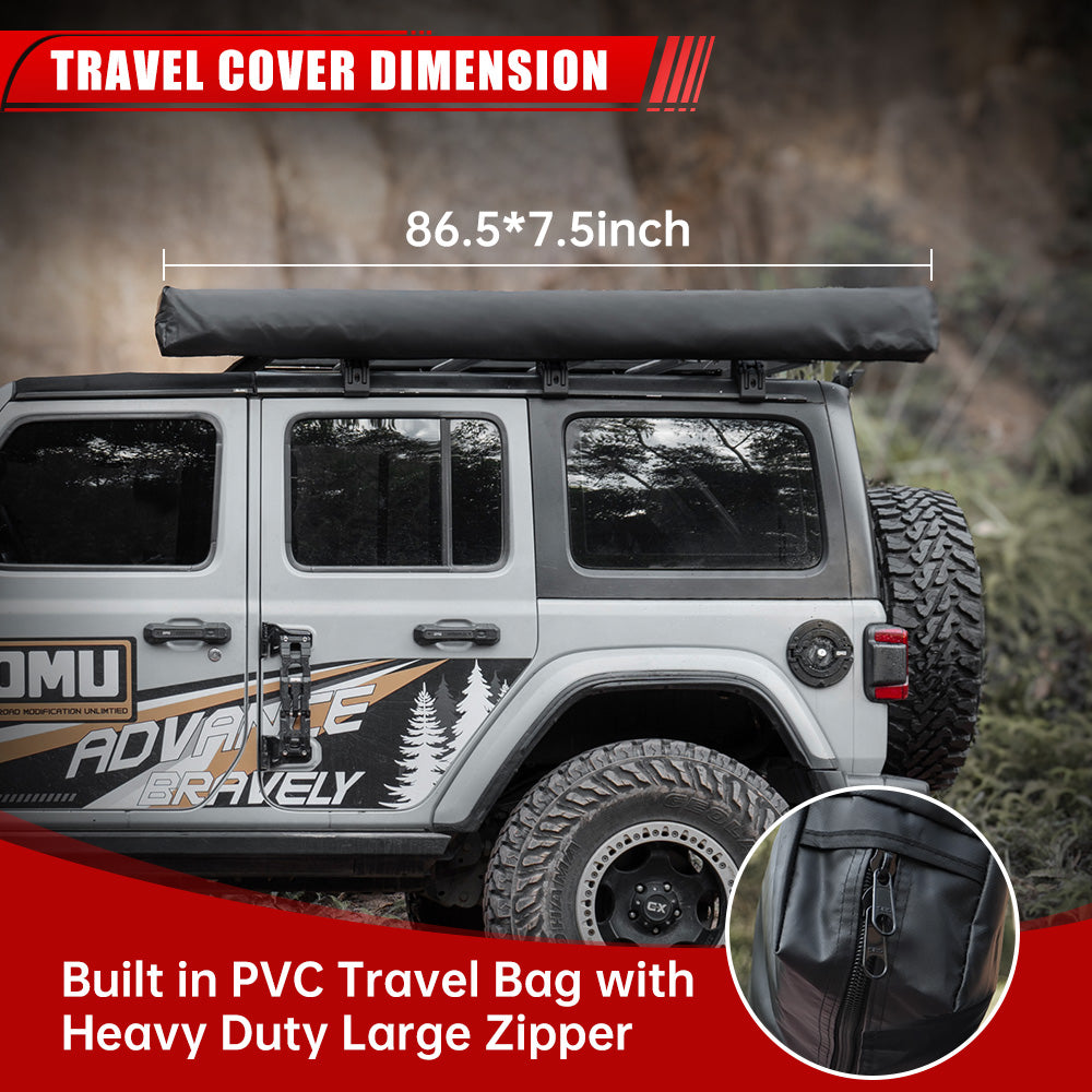 270-Degree Awning Driver Side Free Standing, Car Side 270-Degree Awning Waterproof UV50 Wind Resistant for SUV Van Truck