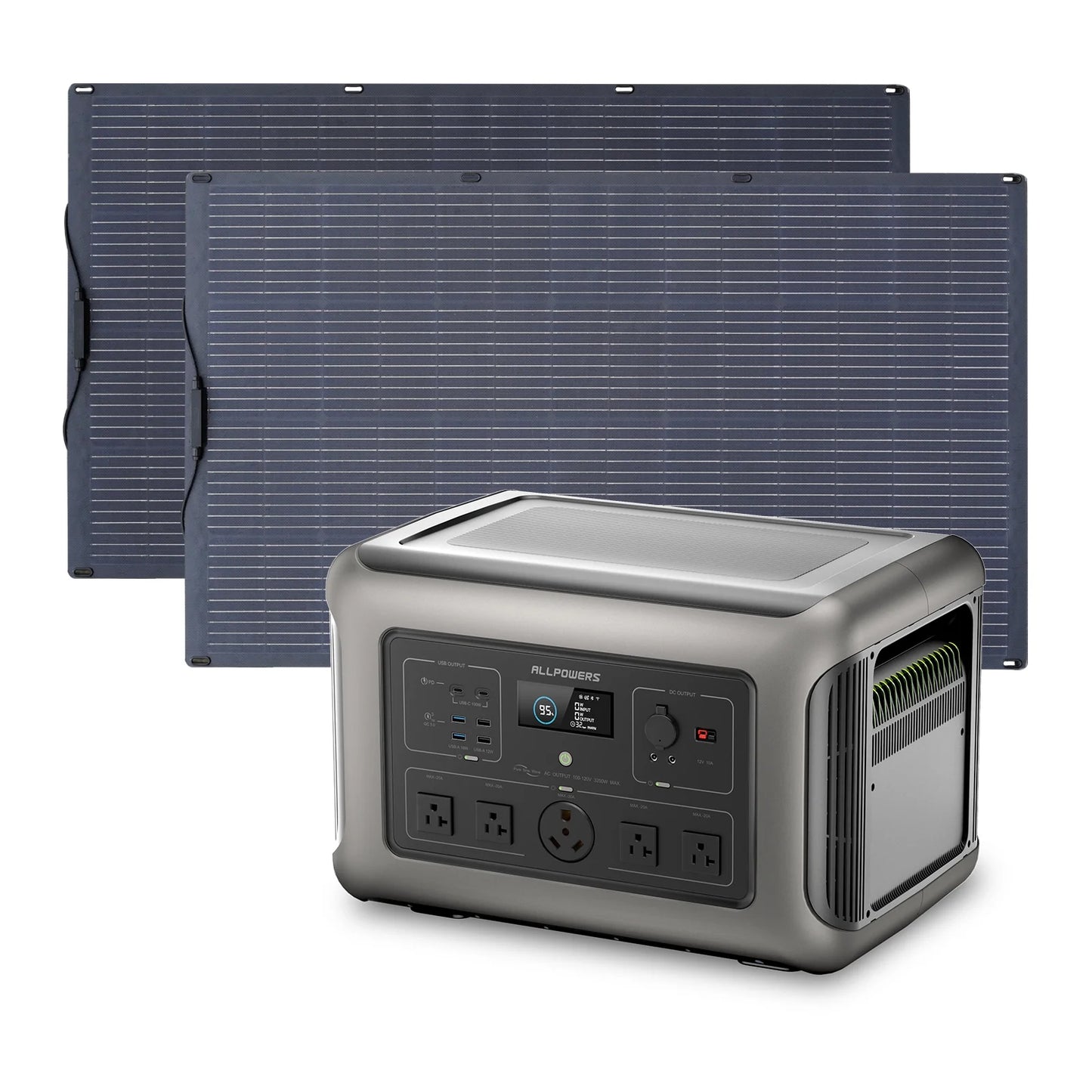 R3500 Lifepo4 Solar Generator Kit, Include 2 Pack 200W Monocrystalline Flexible Solar Panel with 3200W 3168Wh Portable Power Station, [Shipping Separately]